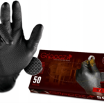Grippaz PREMIUM nitrilo dirbtuvių pirštinės, juodos, L, pakuotėje 50 vnt