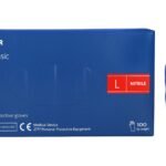 MERCATOR Nitrylex BASIC tamsiai mėlynos apsauginės pirštinės, dydis L, 100vnt/pak.